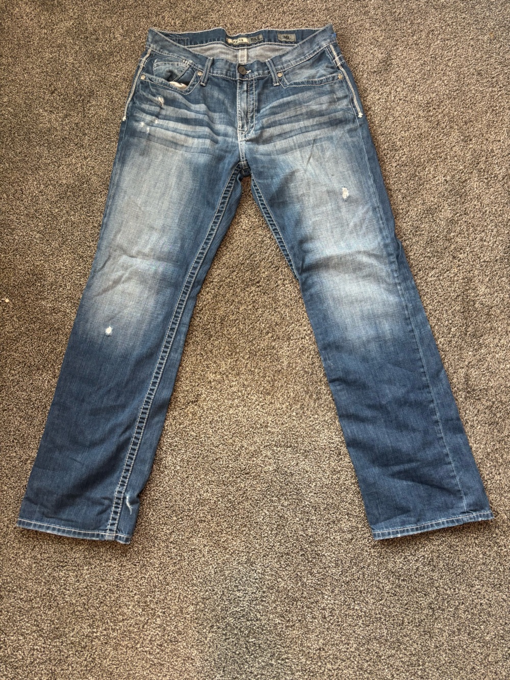 BKE Men's Distressed Indigo Straight Jeans